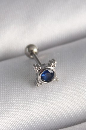 316l çelik Gümüş Renk Mavi Zirkon Taşlı Tragus Piercing