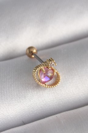 316l çelik Gold Renk Pembe Mineli Kalp Zirkon Taş Detay Tragus Piercing 316l çelik Gold Renk Pembe Mineli Kalp Zirkon Taş Detay Tragus Piercing