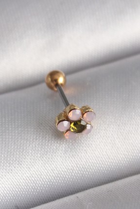 316l çelik Gold Renk Zirkon Taşlı çiçek Tragus Piercing 316l çelik Gold Renk Zirkon Taşlı çiçek Tragus Piercing