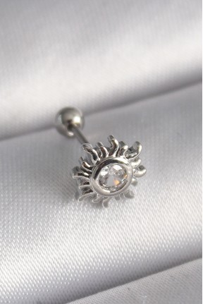 316l çelik Gümüş Renk Zirkon Taşlı Güneş Tragus Piercing 316l çelik Gümüş Renk Zirkon Taşlı Güneş Tragus Piercing
