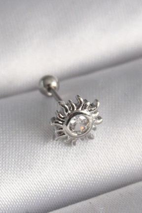 316l çelik Gümüş Renk Zirkon Taşlı Güneş Tragus Piercing 316l çelik Gümüş Renk Zirkon Taşlı Güneş Tragus Piercing