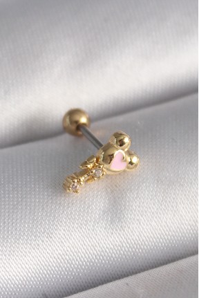 316l çelik Gold Renk Zirkon Taş Detay Pembe Kalp İşleme Tragus Piercing 316l çelik Gold Renk Zirkon Taş Detay Pembe Kalp İşleme Tragus Piercing