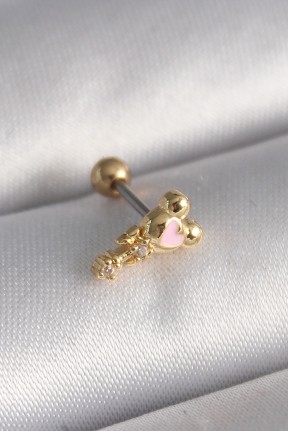 316l çelik Gold Renk Zirkon Taş Detay Pembe Kalp İşleme Tragus Piercing 316l çelik Gold Renk Zirkon Taş Detay Pembe Kalp İşleme Tragus Piercing