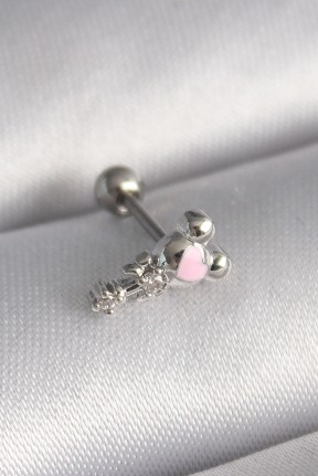 316l çelik Gümüş Renk Zirkon Taş Detay Pembe Kalp İşleme Tragus Piercing 316l çelik Gümüş Renk Zirkon Taş Detay Pembe Kalp İşleme Tragus Piercing