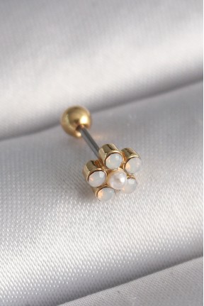 316l çelik Gold Renk Zirkon Taşlı çiçek Model Tragus Piercing 316l çelik Gold Renk Zirkon Taşlı çiçek Model Tragus Piercing