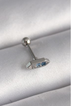 316l çelik Gümüş Renk Mavi Zirkon Taşlı Tragus Piercing 316l çelik Gümüş Renk Mavi Zirkon Taşlı Tragus Piercing