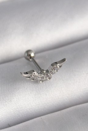 316l çelik Gümüş Renk Zirkon Taş Detay Kanat Model Tragus Piercing 316l çelik Gümüş Renk Zirkon Taş Detay Kanat Model Tragus Piercing