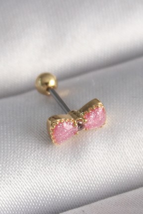 316l çelik Gold Renk Pembe Fiyonk Model Tragus Piercing 316l çelik Gold Renk Pembe Fiyonk Model Tragus Piercing