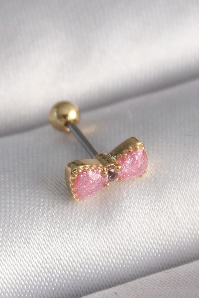 316l çelik Gold Renk Pembe Fiyonk Model Tragus Piercing