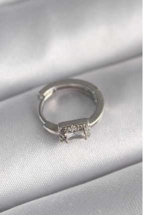 316l çelik Gümüş Renk Kare Zirkon Taşlı Tragus Piercing