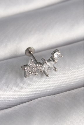 316l çelik Gümüş Renk Zirkon Taşlı Yıldız Model Tragus Piercing 316l çelik Gümüş Renk Zirkon Taşlı Yıldız Model Tragus Piercing