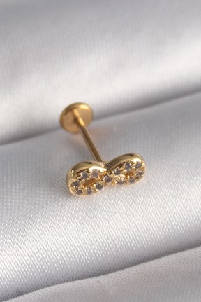 316l çelik Gold Renk Zirkon Taşlı Sonsuzluk Model Tragus Piercing 316l çelik Gold Renk Zirkon Taşlı Sonsuzluk Model Tragus Piercing