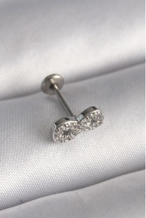 316l çelik Gümüş Renk Zirkon Taşlı Sonsuzluk Model Tragus Piercing 316l çelik Gümüş Renk Zirkon Taşlı Sonsuzluk Model Tragus Piercing