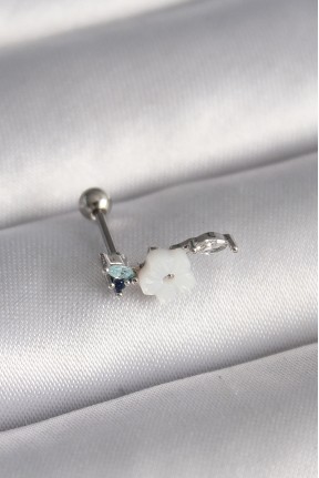 316l çelik Gümüş Renk Zirkon Taş Detay Beyaz çiçek Model Tragus Piercing 316l çelik Gümüş Renk Zirkon Taş Detay Beyaz çiçek Model Tragus Piercing