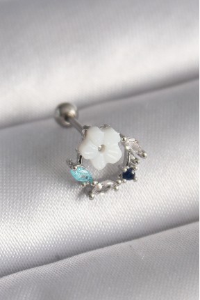 316l çelik Gümüş Renk Zirkon Taş Detay Beyaz çiçek Model Tragus Piercing 316l çelik Gümüş Renk Zirkon Taş Detay Beyaz çiçek Model Tragus Piercing