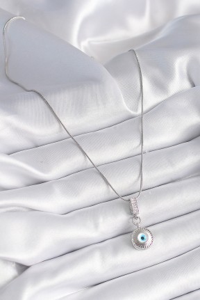 316l çelik Gümüş Renk Zirkon Taşlı Nazar Boncuk Model Kadın Kolye 316l çelik Gümüş Renk Zirkon Taşlı Nazar Boncuk Model Kadın Kolye