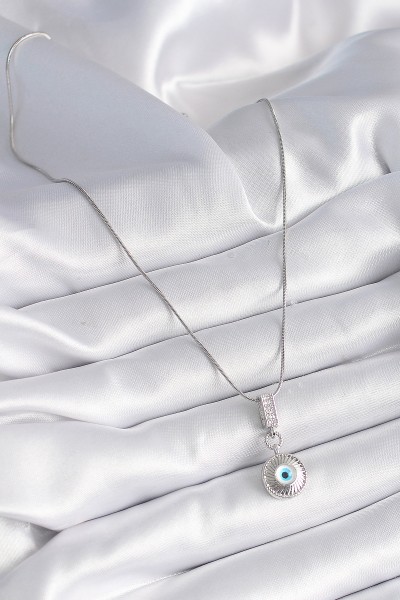 316l çelik Gümüş Renk Zirkon Taşlı Nazar Boncuk Model Kadın Kolye 316l çelik Gümüş Renk Zirkon Taşlı Nazar Boncuk Model Kadın Kolye