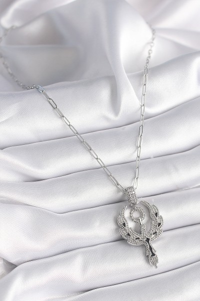316l çelik Gümüş Renk Zirkon Taşlı Anka Kuşu Model Kadın Kolye 316l çelik Gümüş Renk Zirkon Taşlı Anka Kuşu Model Kadın Kolye