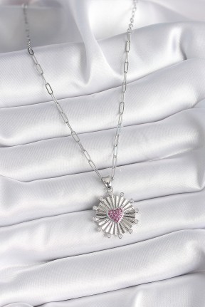 316l çelik Gümüş Renk Pembe Zirkon Taşlı Kalp İşleme Madalyon Model Kadın Kolye 316l çelik Gümüş Renk Pembe Zirkon Taşlı Kalp İşleme Madalyon Model Kadın Kolye