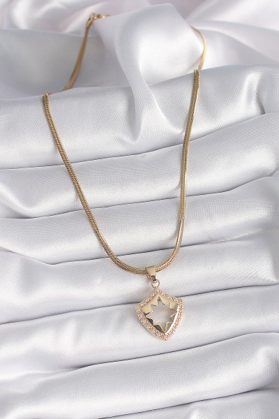 316l çelik Gold Renk İtalyan Zincir Zirkon Taşlı Kutup Yıldız İşleme Kadın Kolye 316l çelik Gold Renk İtalyan Zincir Zirkon Taşlı Kutup Yıldız İşleme Kadın Kolye