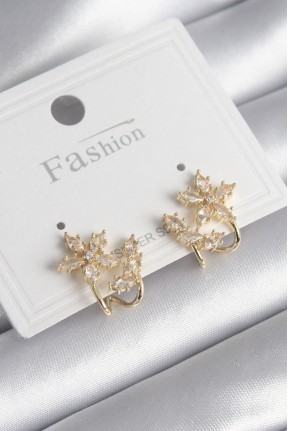 Pirinç Gold Renk Zirkon Taşlı çiçek Model Kadın Küpe Pirinç Gold Renk Zirkon Taşlı çiçek Model Kadın Küpe