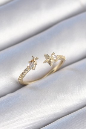 Pirinç Gold Renk Zirkon Taş Detay Yıldız Model Kadın Yüzük Pirinç Gold Renk Zirkon Taş Detay Yıldız Model Kadın Yüzük
