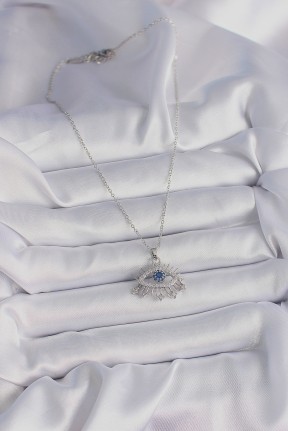 316l çelik Gümüş Renk Zincir Zirkon Taşlı Göz Model Kadın Kolye 316l çelik Gümüş Renk Zincir Zirkon Taşlı Göz Model Kadın Kolye