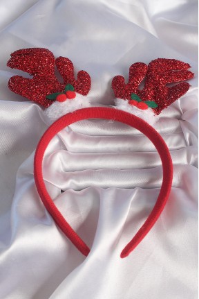 Yılbaşı Temalı Simli Geyik Boynuzu Figürlü Taç Yılbaşı Temalı Simli Geyik Boynuzu Figürlü Taç