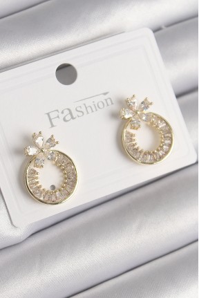 Pirinç Gold Renk Zirkon Taşlı Halka Model çiçek Figür Kadın Küpe Pirinç Gold Renk Zirkon Taşlı Halka Model çiçek Figür Kadın Küpe