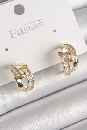 Pirinç Gold Renk Zirkon Taşlı Zincir Model Kadın Küpe Pirinç Gold Renk Zirkon Taşlı Zincir Model Kadın Küpe