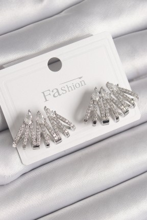 Pirinç Gümüş Renk Zirkon Taşlı Deniz Kabuğu Model Kadın Küpe Pirinç Gümüş Renk Zirkon Taşlı Deniz Kabuğu Model Kadın Küpe