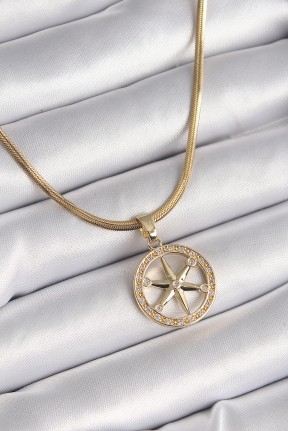 316l çelik Gold Renk İtalyan Zincir Zirkon Taşlı Kutup Yıldız Model Kadın Kolye 316l çelik Gold Renk İtalyan Zincir Zirkon Taşlı Kutup Yıldız Model Kadın Kolye