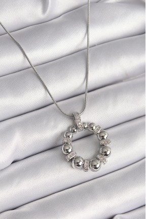 316l çelik Gümüş Renk Zincir Zirkon Taş Detaylı Bombeli Halka Model Kadın Kolye 316l çelik Gümüş Renk Zincir Zirkon Taş Detaylı Bombeli Halka Model Kadın Kolye