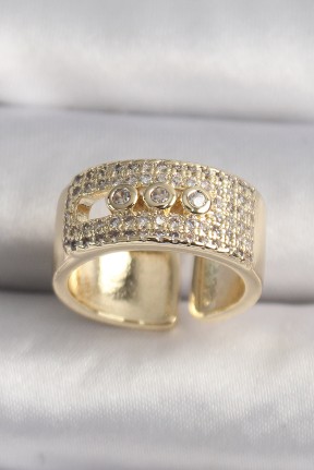 Pirinç Gold Renk Zirkon Taşlı Messika Model Ayarlanabilir Kadın Yüzük Pirinç Gold Renk Zirkon Taşlı Messika Model Ayarlanabilir Kadın Yüzük