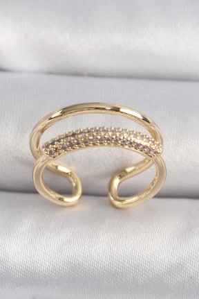Pirinç Gold Renk Zirkon Taşlı Kadın Yüzük Pirinç Gold Renk Zirkon Taşlı Kadın Yüzük