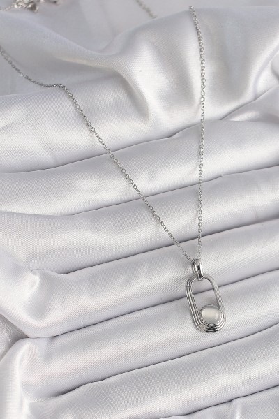 316l çelik Gümüş Renk Zincir Beyaz Kedi Göz Model Kadın Kolye 316l çelik Gümüş Renk Zincir Beyaz Kedi Göz Model Kadın Kolye