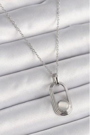 316l çelik Gümüş Renk Zincir Beyaz Kedi Göz Model Kadın Kolye 316l çelik Gümüş Renk Zincir Beyaz Kedi Göz Model Kadın Kolye