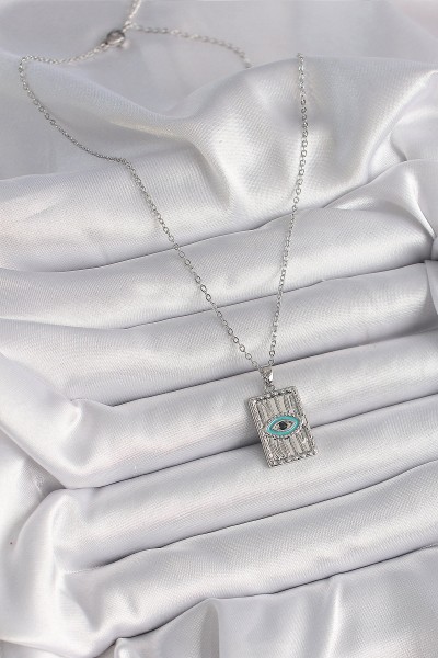 316l çelik Gümüş Renk Zirkon Taşlı Göz İşleme Detaylı Plaka Model Kadın Kolye 316l çelik Gümüş Renk Zirkon Taşlı Göz İşleme Detaylı Plaka Model Kadın Kolye