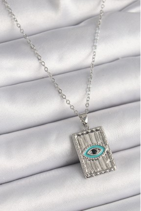 316l çelik Gümüş Renk Zirkon Taşlı Göz İşleme Detaylı Plaka Model Kadın Kolye 316l çelik Gümüş Renk Zirkon Taşlı Göz İşleme Detaylı Plaka Model Kadın Kolye