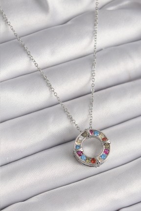 316l çelik Gümüş Renk Zincir Renkli Zirkon Taşlı Xoxo Model Kadın Kolye 316l çelik Gümüş Renk Zincir Renkli Zirkon Taşlı Xoxo Model Kadın Kolye