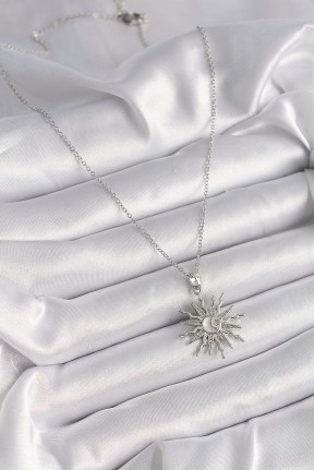 316l çelik Gümüş Renk Zincir Zirkon Taşlı Güneş Model Sedefli Ay İşleme Detay Kadın Kolye 316l çelik Gümüş Renk Zincir Zirkon Taşlı Güneş Model Sedefli Ay İşleme Detay Kadın Kolye