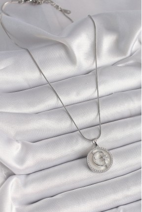 316l çelik Gümüş Renk Zincir Zirkon Taş Detaylı Beyaz Sedefli Ay Yıldız İşleme Kadın Kolye 316l çelik Gümüş Renk Zincir Zirkon Taş Detaylı Beyaz Sedefli Ay Yıldız İşleme Kadın Kolye