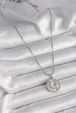 316l çelik Gümüş Renk Zincir Zirkon Taş Detaylı Beyaz Sedefli Ay Yıldız İşleme Kadın Kolye 316l çelik Gümüş Renk Zincir Zirkon Taş Detaylı Beyaz Sedefli Ay Yıldız İşleme Kadın Kolye