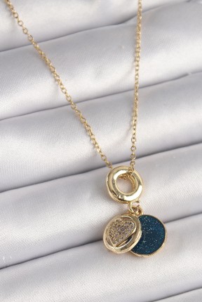 316l çelik Gold Renk Zincir Zirkon Taşlı Kalp Model Mavi Simli Kadın Kolye 316l çelik Gold Renk Zincir Zirkon Taşlı Kalp Model Mavi Simli Kadın Kolye