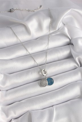 316l çelik Gümüş Renk Zincir Zirkon Taşlı İşleme Mavi Simli Kadın Kolye 316l çelik Gümüş Renk Zincir Zirkon Taşlı İşleme Mavi Simli Kadın Kolye