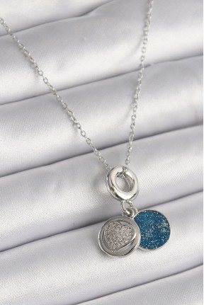 316l çelik Gümüş Renk Zincir Zirkon Taşlı İşleme Mavi Simli Kadın Kolye 316l çelik Gümüş Renk Zincir Zirkon Taşlı İşleme Mavi Simli Kadın Kolye