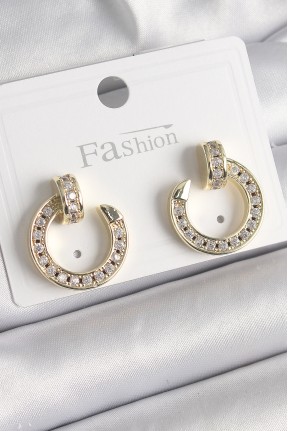 Pirinç Gold Renk Zirkon Taşlı çivi Halka Model Kadın Küpe Pirinç Gold Renk Zirkon Taşlı çivi Halka Model Kadın Küpe