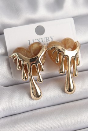 Pirinç Gold Renk Krem Sedefli Akan Kalp Model Kadın Küpe Pirinç Gold Renk Krem Sedefli Akan Kalp Model Kadın Küpe