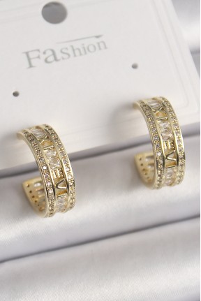 Pirinç Gold Renk Zirkon Taşlı İşleme Detay Halka Model Kadın Küpe Pirinç Gold Renk Zirkon Taşlı İşleme Detay Halka Model Kadın Küpe