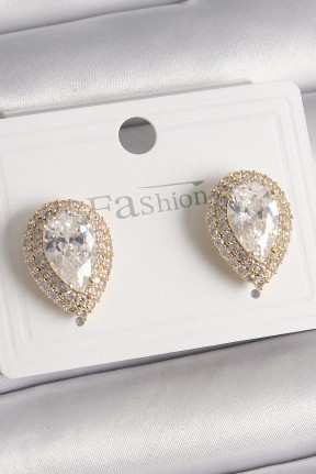 Pirinç Gold Renk Zirkon Taşlı Damla Model Kadın Küpe Pirinç Gold Renk Zirkon Taşlı Damla Model Kadın Küpe